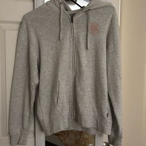Vans Light Grey and Pink Zip-up Hoodie Sweatshirt